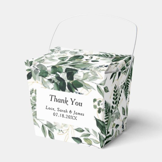 水彩植物性葉結婚式の引き出物 フェイバーボックス (正面サイド)