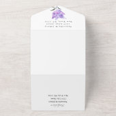 水彩植物性薄紫パープルフローラ結婚ズ オールインワン招待状 (外側)