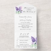 水彩植物性薄紫パープルフローラ結婚ズ オールインワン招待状 (内側)