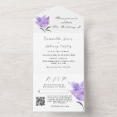 水彩植物性薄紫パープルフローラ結婚ズ オールインワン招待状 (内側)