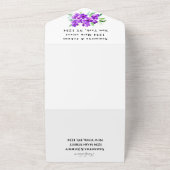 水彩植物性薄紫パープルフローラ結婚ズ オールインワン招待状 (外側)