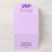 水彩植物性薄紫パープルフローラ結婚ズ オールインワン招待状 (外側)