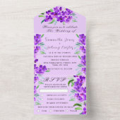 水彩植物性薄紫パープルフローラ結婚ズ オールインワン招待状 (内側)