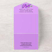 水彩植物性薄紫パープルフローラ結婚ズ オールインワン招待状 (外側)