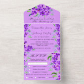 水彩植物性薄紫パープルフローラ結婚ズ オールインワン招待状 (内側)