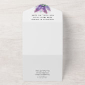 水彩植物性薄紫パープル結婚フローラズA オールインワン招待状 (外側)