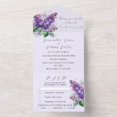 水彩植物性薄紫パープル結婚フローラズA オールインワン招待状 (内側)