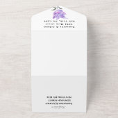 水彩植物性薄紫パープル結婚フローラズA オールインワン招待状 (外側)