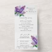 水彩植物性薄紫パープル結婚フローラズA オールインワン招待状 (内側)