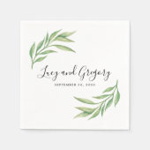 水彩植物性離れ植物結婚の スタンダードカクテルナプキン (正面)