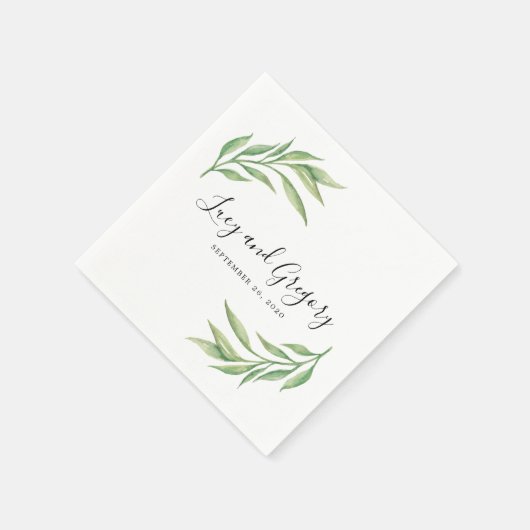 水彩植物性離れ植物結婚の スタンダードカクテルナプキン (角)