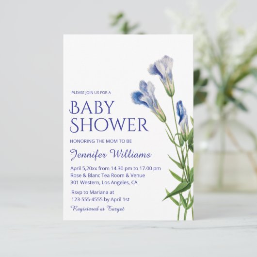 水彩植物性青少年バニーシャワーアーチ 招待状 (スタンド正面)