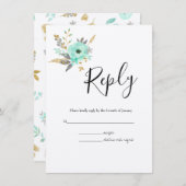 水彩植物性RSVPのエンクロー結婚ションカード エンクロージャーカード (正面/裏面)