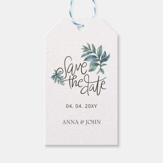 水彩植物手書き日付を保存 ギフトタグ (正面)