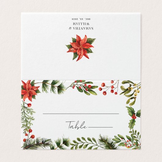 水彩植物折り結婚畳み座席表 (外部フラット)