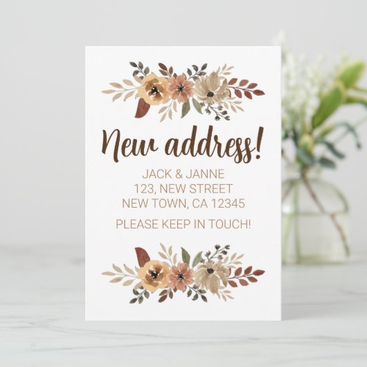 水彩植物新住所アナウンスメントカード 案内状 (スタンド正面)