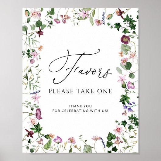 水彩植物新娘淋浴礼物感谢卡海报 ポスター (正面)