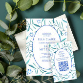 水彩植物星デビッドバーバルミツワーQR エンクロージャーカード