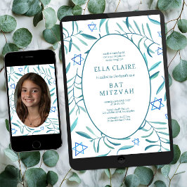 水彩植物星バーバルミツワー写真 招待状