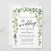 水彩植物書モダン道結婚の 招待状 (正面)