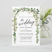 水彩植物書道ウッドアーチ結婚ズ 招待状 (スタンド正面)