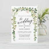 水彩植物書道金ゴールド結婚アーチ 招待状 (スタンド正面)