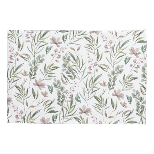 水彩植物枕ケース 枕カバー (裏面)