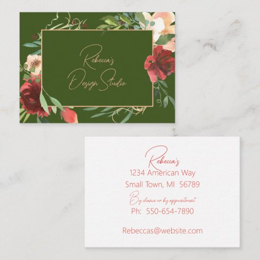 水彩植物枠名刺 名刺 (正面/裏面)