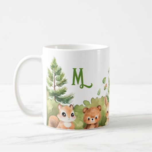 水彩植物森林動物 コーヒーマグカップ (左)