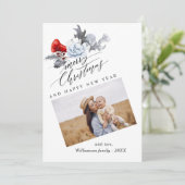 水彩植物楽しいクリスマス写真 シーズンカード (スタンド正面)