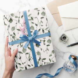 水彩植物模様結婚の ラッピングペーパー