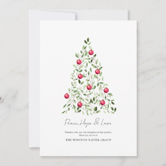 水彩植物樹企業のモダン木 シーズンカード (正面)