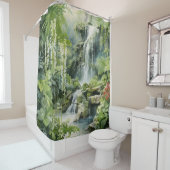 水彩植物滝オアシス シャワーカーテン (インサイチュ)