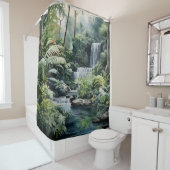 水彩植物滝オアシス シャワーカーテン (インサイチュ)