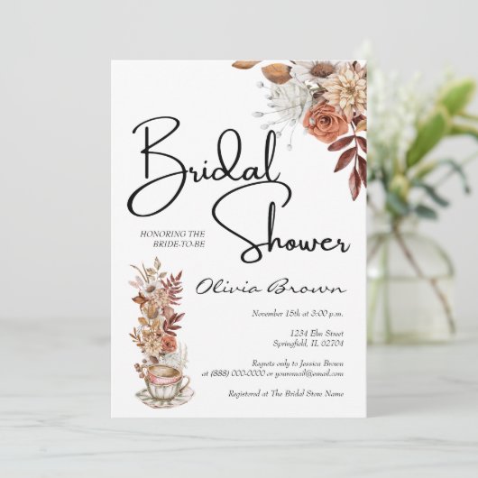 水彩植物素朴ブライダルシャワー写真 招待状 (スタンド正面)