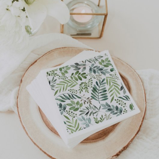 水彩植物素朴学葉品 スタンダードカクテルナプキン