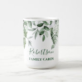 水彩植物緑のファミリーキャビンラージ コーヒーマグカップ (中央)