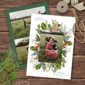 水彩植物緑のフレームTHREE写真 シーズンカード