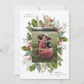 水彩植物緑のフレームTHREE写真 シーズンカード (正面)