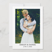 水彩植物緑の写真結婚の緑 招待状 (裏面)