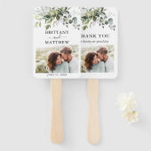 水彩植物緑の写真結婚ズ ハンドファン (正面&裏面)