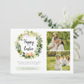 水彩植物緑の家族写真復活祭 シーズンカード (スタンド正面)