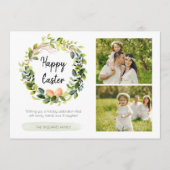 水彩植物緑の家族写真復活祭 シーズンカード (正面)