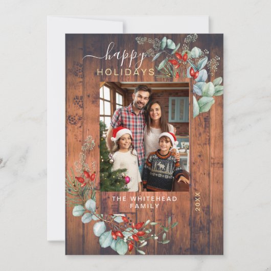 水彩植物緑の木素朴の写真 シーズンカード (正面)