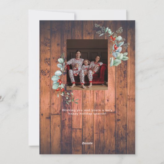 水彩植物緑の木素朴の写真 シーズンカード (裏面)