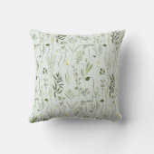 水彩植物緑の模様 クッション (裏面)