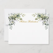 水彩植物緑の金ゴールド パーソナライズされた ノートカード (正面)