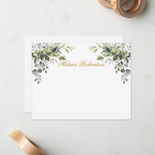 水彩植物緑の金ゴールド パーソナライズされた ノートカード (正面/裏面インサイチュ)