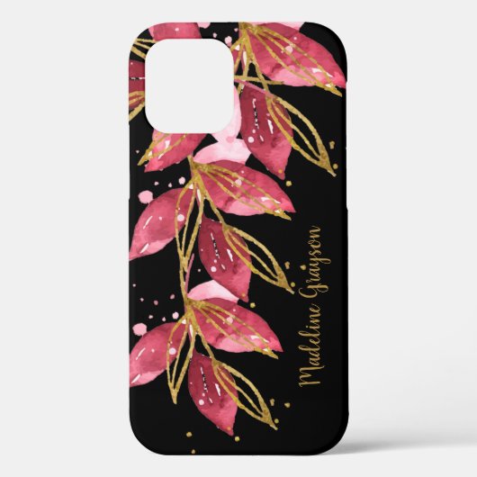 水彩植物緑パーソナライズされた名 Case-Mate iPhoneケース (裏面)