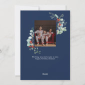 水彩植物緑フォトネイビーブルー シーズンカード (裏面)